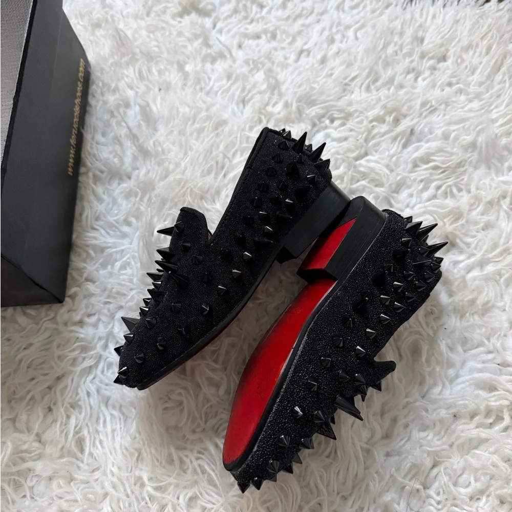 Black Studded Loafers